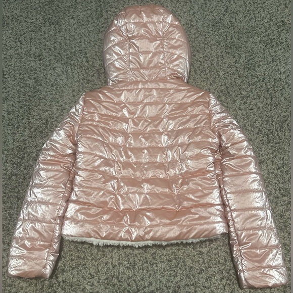 Michael Kors girls faux fur lined puffer zip up jacket - Picture 7 of 8